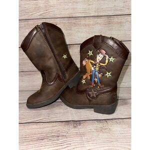 Toy Story Toddler Sz 7 Brown Boots Woody BullsEye Brown Zip Up Disney Childrens